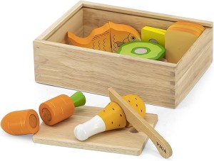 Viga Wooden Cutting Lunch Set, Multicolor