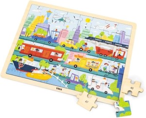 Viga City Transportation Wooden Puzzle 48-Piece