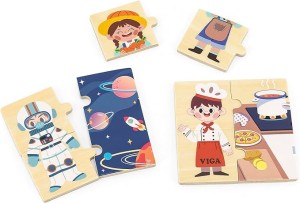 Viga Wooden Matching Profession Puzzle Set