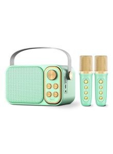 Impex Portable Bluetooth Karaoke Speaker with 2 Wireless Mics, Voice Modulation,