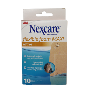 Nexcare Flexible Foam Maxi Active Bandages 50Mmx101Mm Packs 10S
