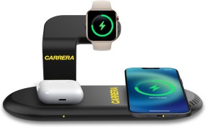 CARRERA 3 in 1 Wireless Charger Stand CWC-233, 15W Fast Charging for Phone, 5W for Earbud, 2.5W for Watch, Type C Cable Included, Multi-Device Compatible