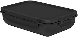 Ou Rectangular Bicolor Hermetic Lunch Box, 650 Ml Capacity, Black