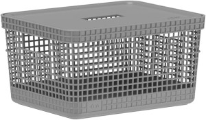 Ou Grid Basket With Lid, 8 Liter Capacity, Lead Grey
