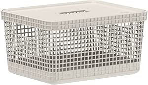 Ou Grid Basket With Lid, 8 Liter Capacity, Beige