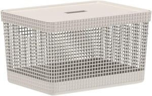 Ou Grid Basket With Lid, 20 Liter Capacity, Beige