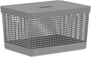 Ou Grid Basket With Lid, 20 Liter Capacity, Lead Grey