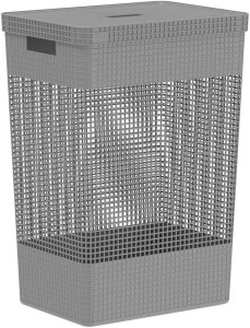 Ou Laundry Basket Grid Cover 49L Organizer Service Area Color:Grey