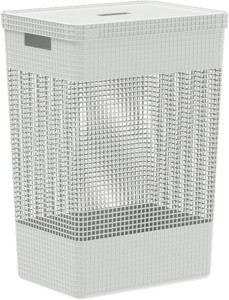 Ou Grid Clothing Basket With Lid 49 L Ocean White