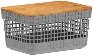 Ou Basket Organizer Grid W/Bamboo Lid 2.5L Lead Or