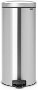 Brabantia NewIcon Pedal Bin, 30 litre, Soft Closing, Plastic Inner Bucket - Matt Steel