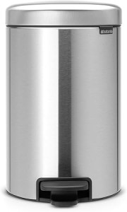 Brabantia NewIcon Pedal Bin, 12 litre, Soft Closing, Plastic Inner Bucket - Matt Steel Fingerprint Proof