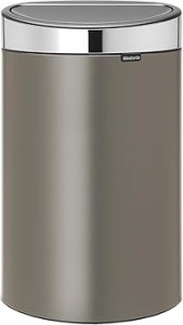 Brabantia Touch Bin New, 40 litre, Plastic Inner Bucket - Platinum