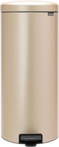 Brabantia NewIcon Pedal Bin, 30 litre, Soft Closing, Plastic Inner Bucket - Metallic Gold