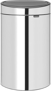 Brabantia Touch Bin New, 40 litre, Plastic Inner Bucket - Brilliant Steel