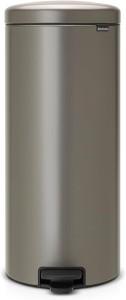 Brabantia NewIcon Pedal Bin, 30 litre, Soft Closing, Plastic Inner Bucket - Platinum