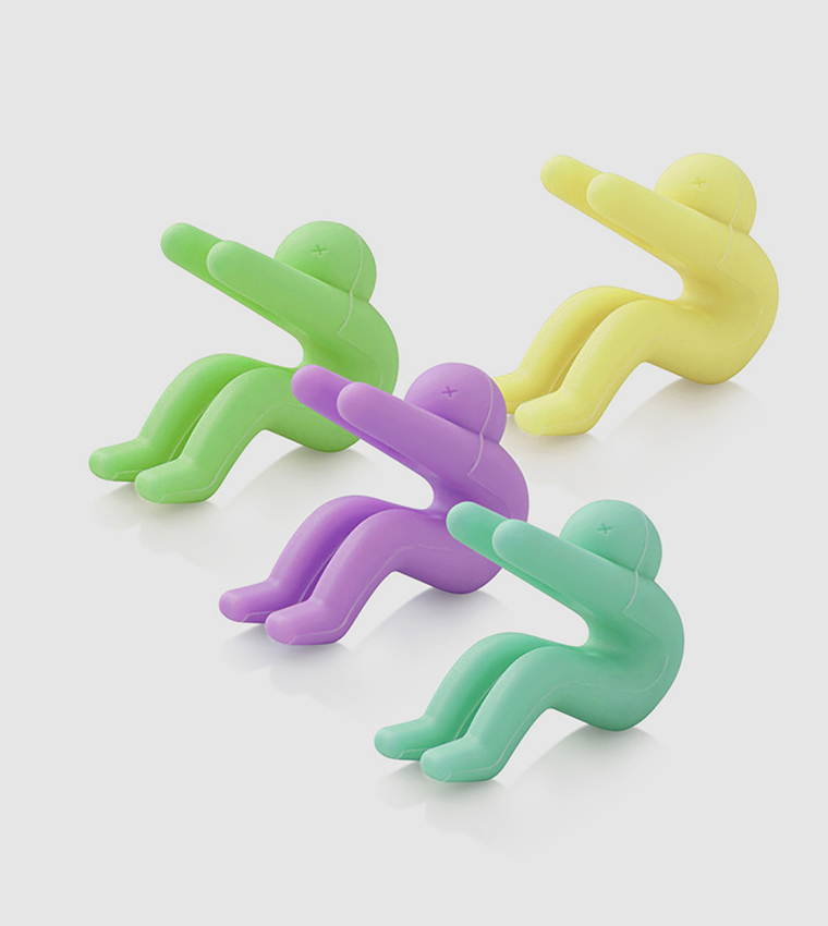 Fissman 4-Piece Silicone Funny Man Lid Holder Set Multicolour 5x4cm