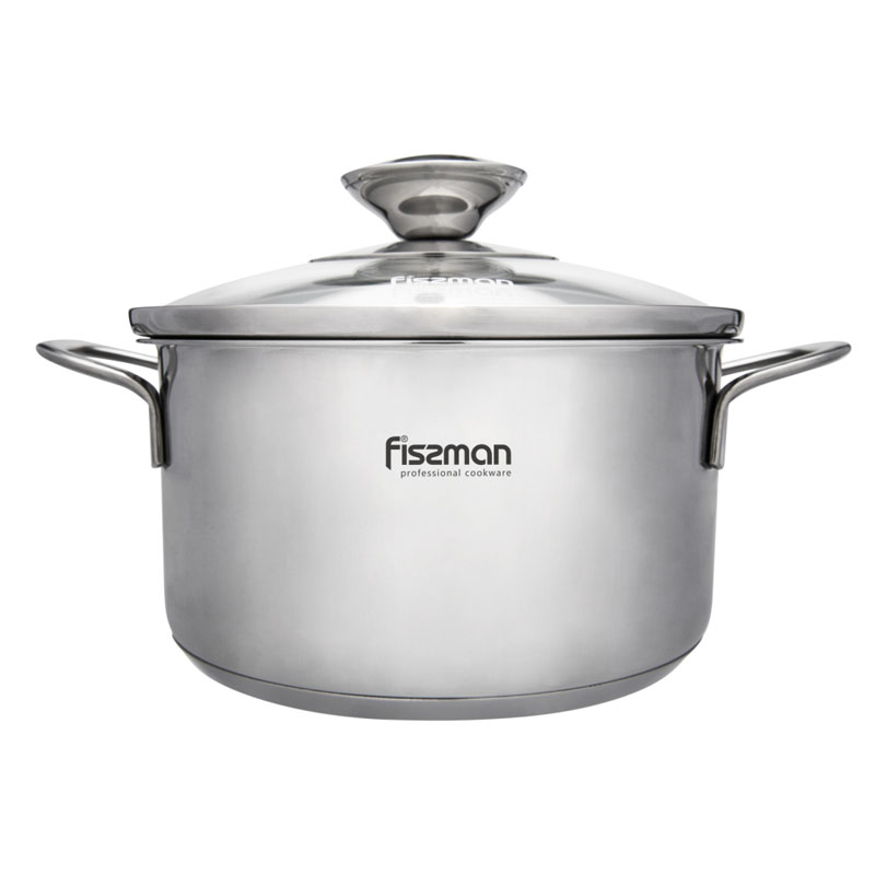 Fissman Saucepot With Glass Lid 14x7.5cm/1.1LTR (Stainless Steel)