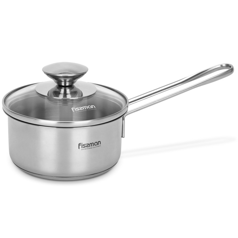 Fissman Saucepan With Glass Lid 14x6.5cm/0.9LTR (Stainless Steel)