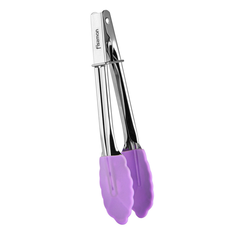 Fissman Stainless Steel with Silicone Kitchen Tongs Purple 17cm