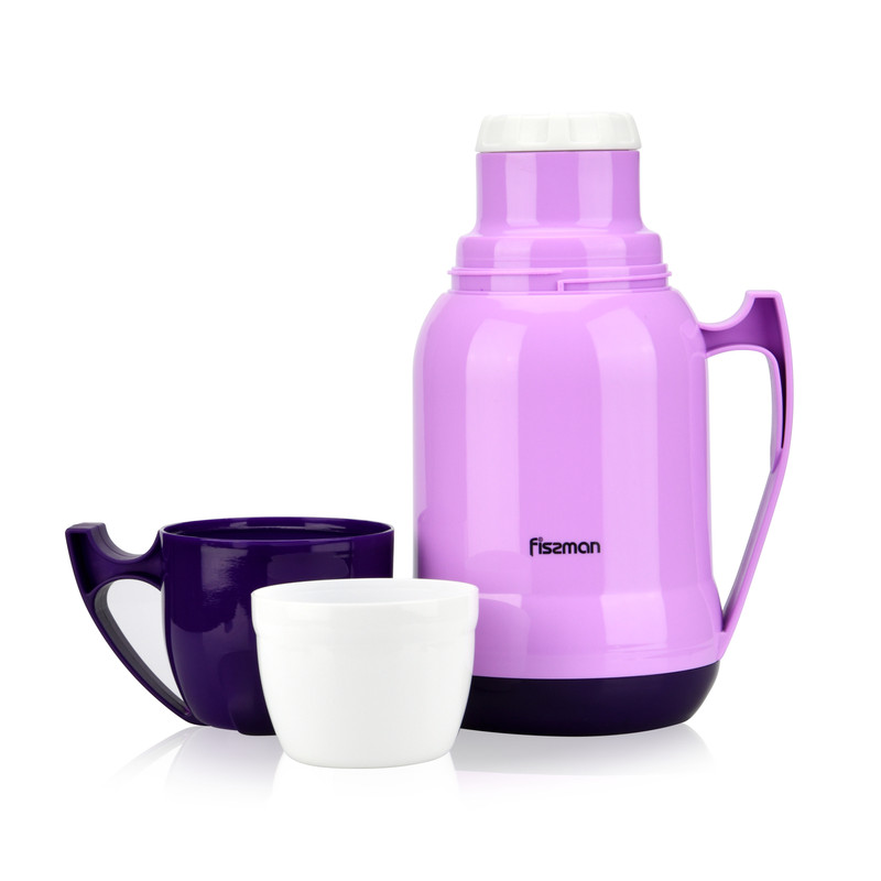 Fissman Vacuum Bottle 1000ml Purple (Plastic Case With Glass Liner)