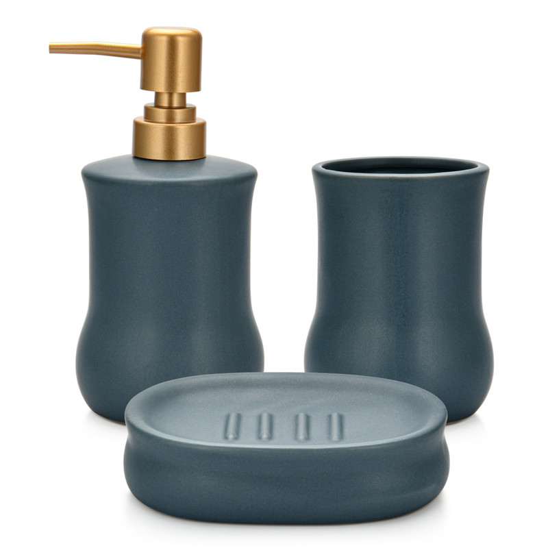 Fissman Set of Soap Dispenser 300ml Tumbler 400ml And Soap Dish (Ceramic)