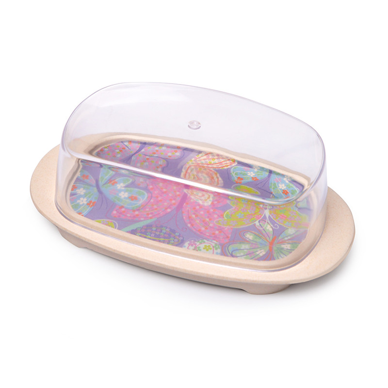 Fissman Butter Dish Flower 18x11x6cm With Plastic Cover (Bamboo Fibre)
