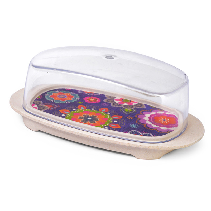 Fissman Butter Dish Purpur 18x11x6cm With Plastic Cover (Bamboo Fibre)