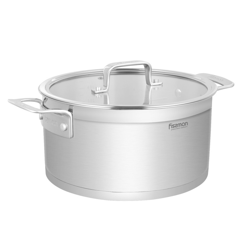Fissman Stockpot Fobus 24x12cm/5.4LTR With Glass Lid (Stainless Steel)