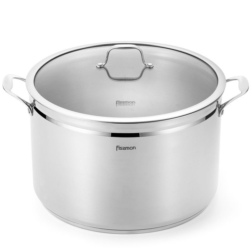 Fissman Stockpot Maxi 32x255cm/20LTR With Glass Lid (Stainless Steel)