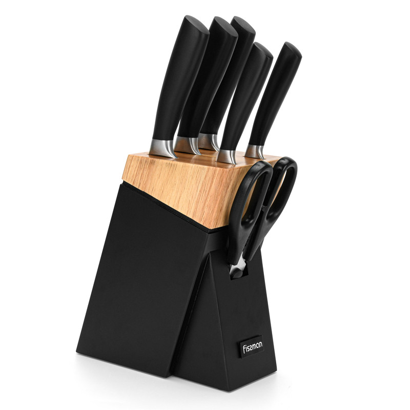 Fissman 7 Pc Knife Set With Wooden Block (3cr14 Steel)