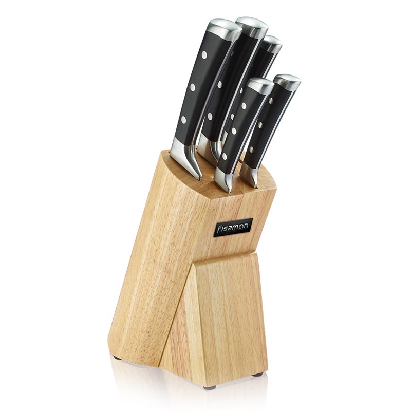 Fissman 6 Pcs Knife Set Kushiro With Wooden Block (3cr13 Steel)