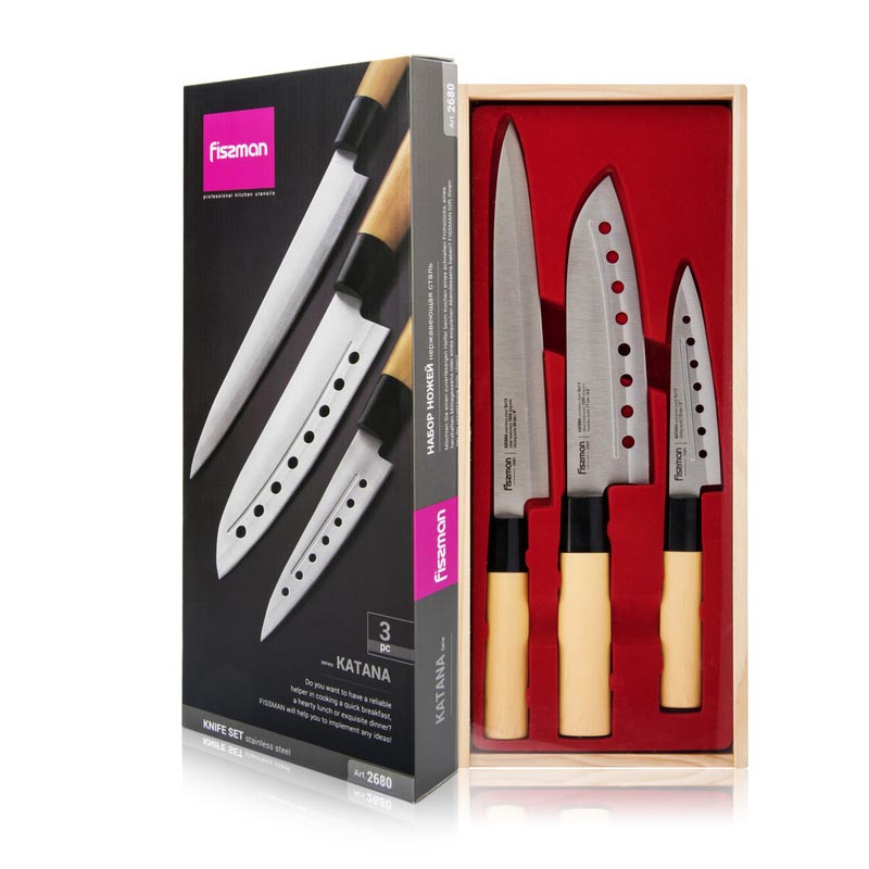Fissman 6 Pcs Knife Set Tokoro With Wooden Block (3cr13 Steel)
