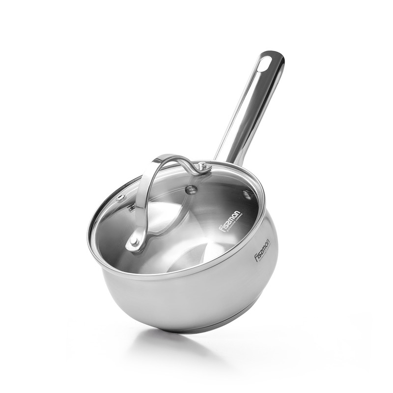 Fissman Saucepan With Glass Lid 14x7cm/1.1LTR (Stainless Steel)