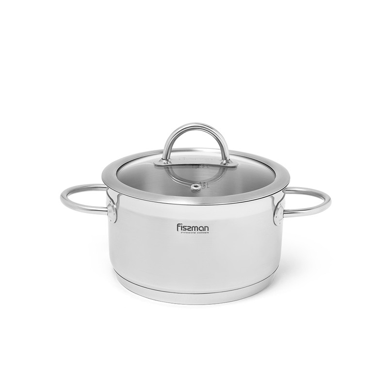 Fissman Benjamin Casserole With Glass Lid 18x10cm/2.5LTR (Stainless Steel)