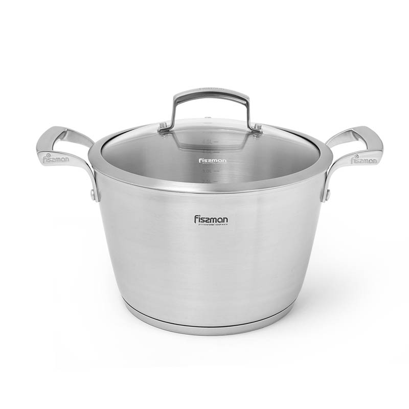 Fissman Millenium Casserole With Glass Lid 20x12cm/3.2LTR (Stainless Steel)