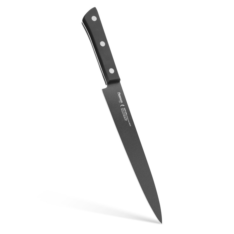 Fissman 8" Slicing Knife Tanto Kuro With Black Non-Stick Coating (3cr13 Steel)