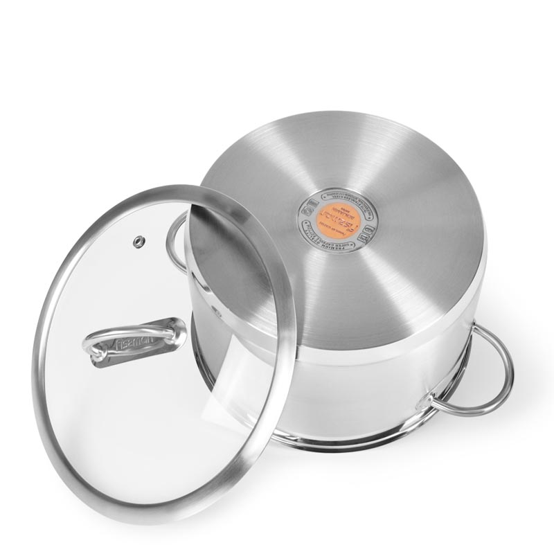 Fissman Benjamin Stockpot With Glass Lid 28x16cm/9.8LTR (Stainless Steel)