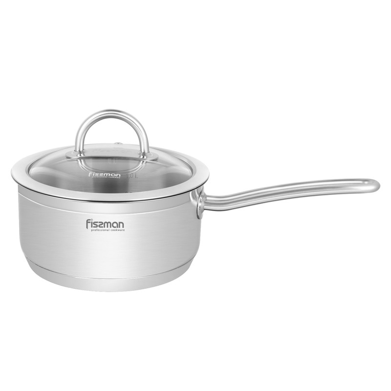 Fissman Saucepan Benjamin 16x75cm/1.5LTR With Glass Lid (Stainless Steel)