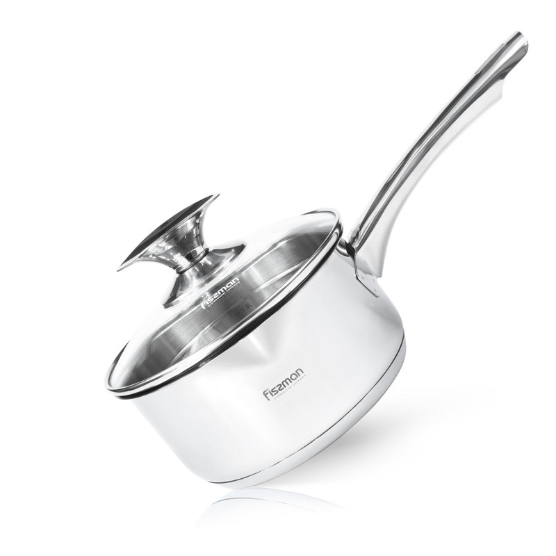 Fissman Sauce Pan 16x8cm/1.6LTR With Glass Lid Elegance (Stainless Steel)