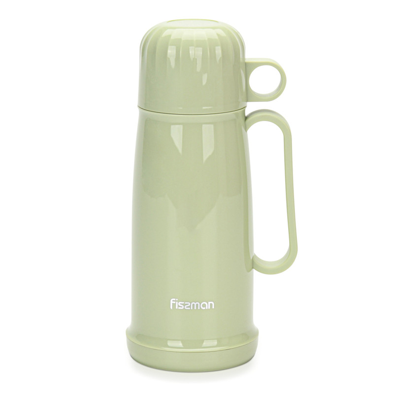 Fissman Vacuum Flask 450ml Olive (Plastic Case With Glass Liner)