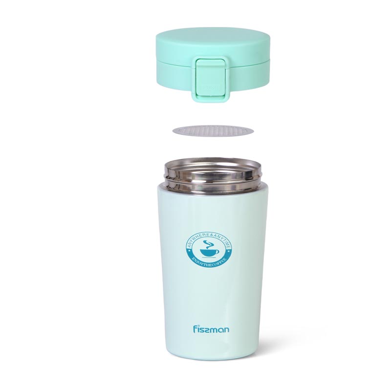 Fissman Double Wall Vacuum Travel Mug 320ml Aquamarine (Stainless Steel)