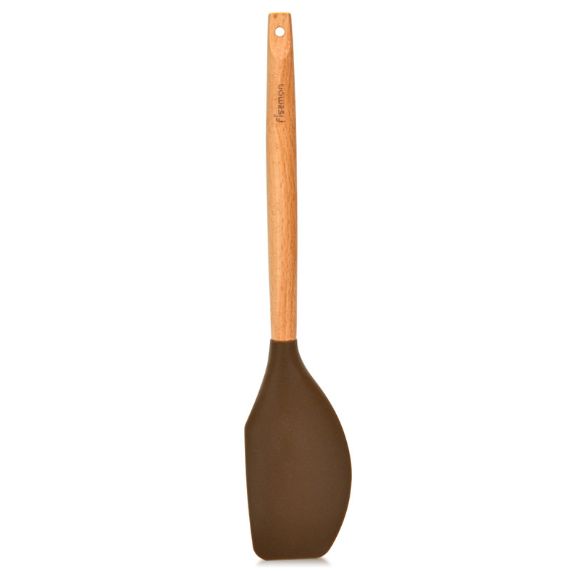 Fissman Spatula Chefs Tools 31.5cm Chocolate(Silicone With Wooden Handle)