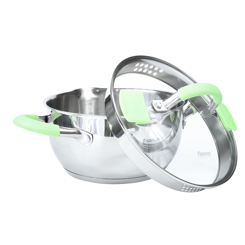 Fissman Casserole 18x9cm/2LTR With Glass Lid Charlotte (Stainless Steel)