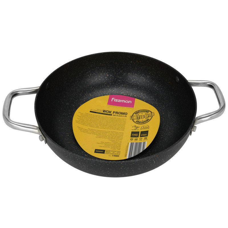 Fissman Wok Promo 26x7.8cm/3.3LTR Without Lid (Aluminum With Non-Stick Coating)