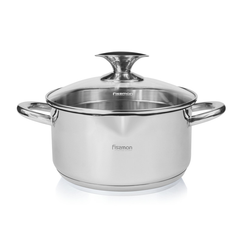 Fissman Casserole 24x12.5cm/5.6LTR With Glass Lid Elegance (Stainless Steel)