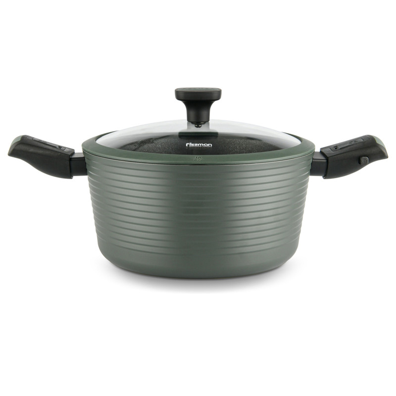 Fissman Stockpot Brilliant 24x12cm/4.5LTR With Detachable Handles And Glass Lid