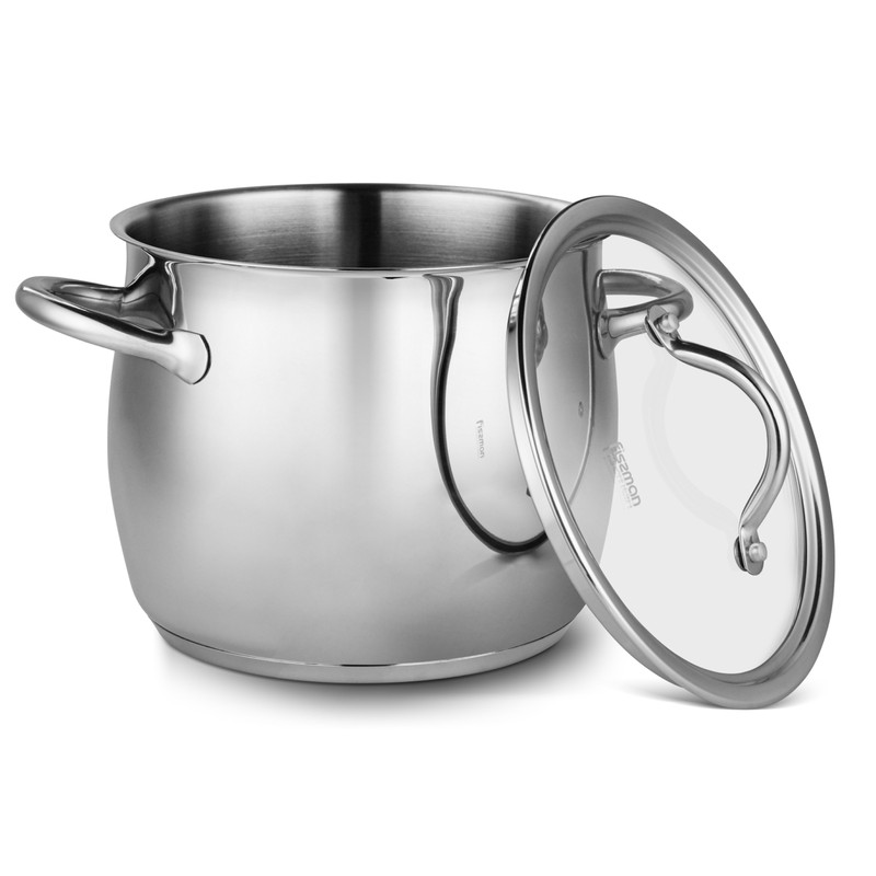 Fissman Stockpot Vivien 22x18.7cm/7.7LTR With Glass Lid (Stainless Steel)