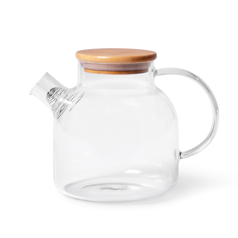 Fissman Tea Pot 1200ml With Bamboo Cover And Steel Infuser (Heat Resistant Glass