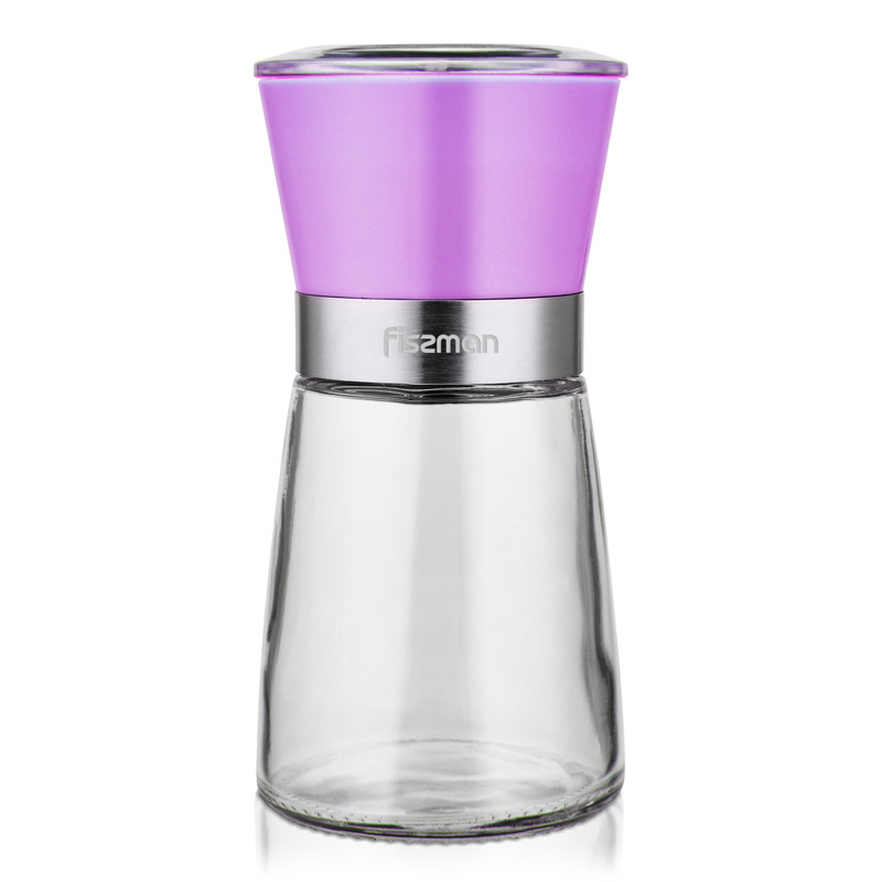 Fissman Salt And Pepper Mill Grinder Glass Ceramic Mechanism Purple 13cm/ 160ml